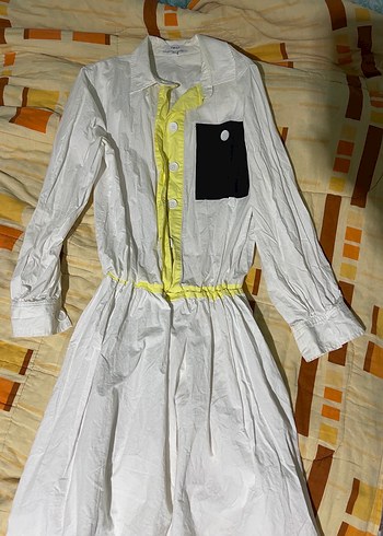 Beyaz Keten Düğmeli Uzun Kollu Kadın Gömlek - Görsel 3