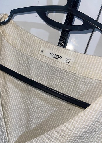 Mango Beyaz Keten Düğmeli Midi Elbise - Görsel 3