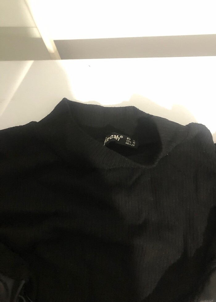 Kolları deri bluz - Görsel 2