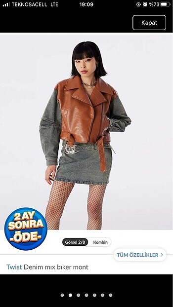 Twist deri ceket mont - Görsel 2