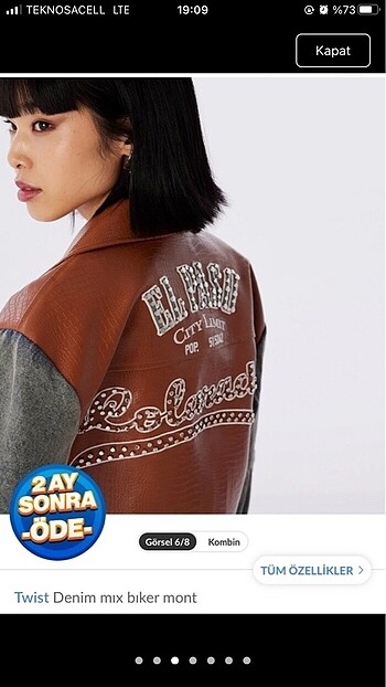 Twist deri ceket mont - Görsel 3