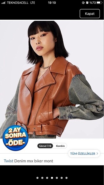 Twist deri ceket mont - Görsel 4