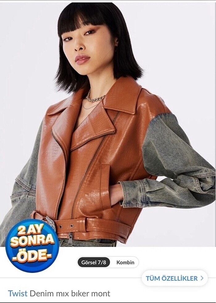 Twist deri ceket mont - Görsel 4