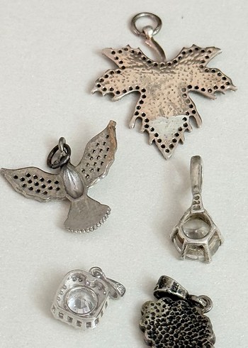 925 AYAR GÜMÜŞ 5 PARÇA KOLYE UCU - Görsel 2