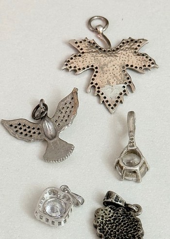 925 AYAR GÜMÜŞ 5 PARÇA KOLYE UCU - Görsel 3