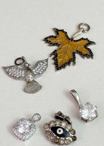 925 AYAR GÜMÜŞ 5 PARÇA KOLYE UCU - Görsel 5