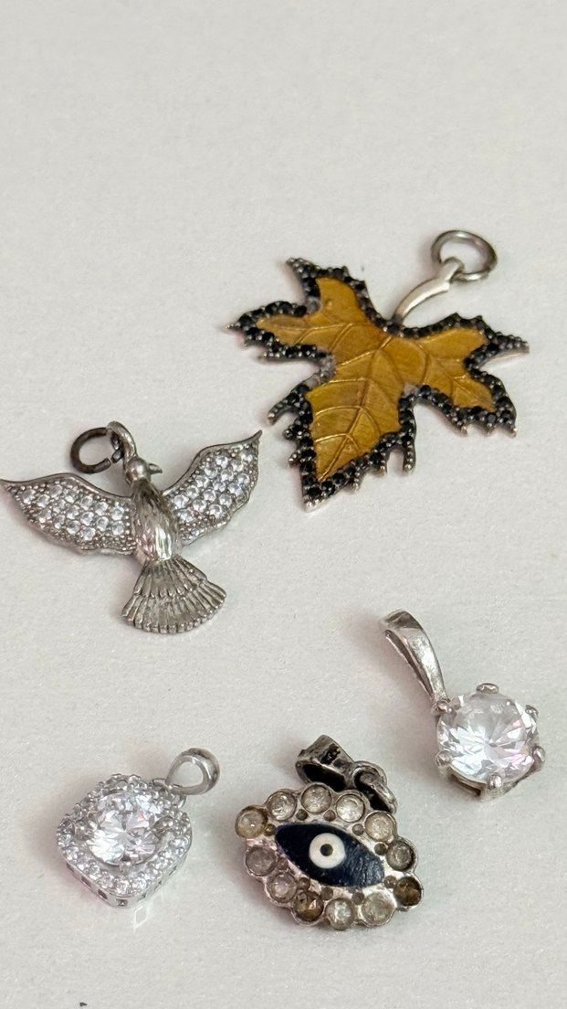 925 AYAR GÜMÜŞ 5 PARÇA KOLYE UCU - Görsel 4