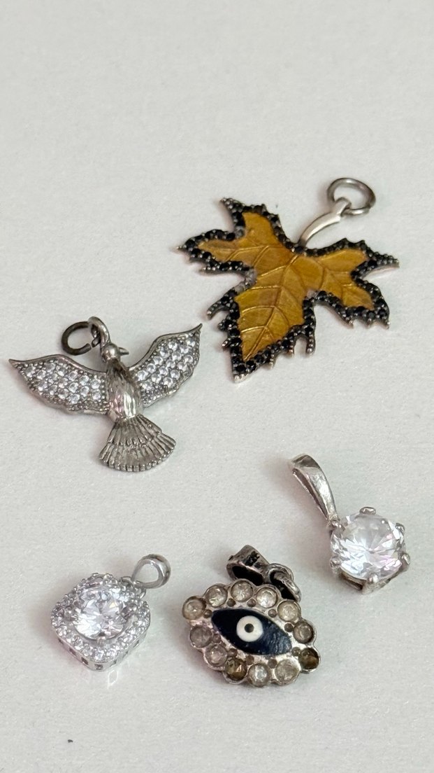 925 AYAR GÜMÜŞ 5 PARÇA KOLYE UCU - Görsel 5