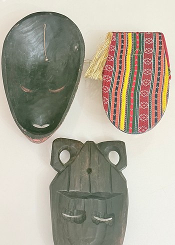 3 ADET DÖNEM ESKİ MASİF AĞAÇ MASKE - Görsel 2