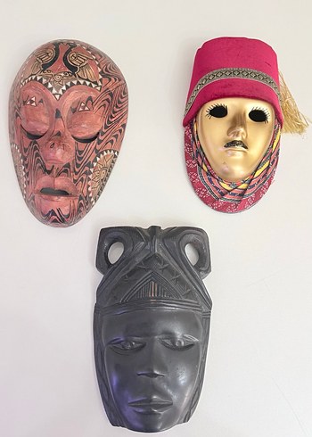 3 ADET DÖNEM ESKİ MASİF AĞAÇ MASKE - Görsel 4