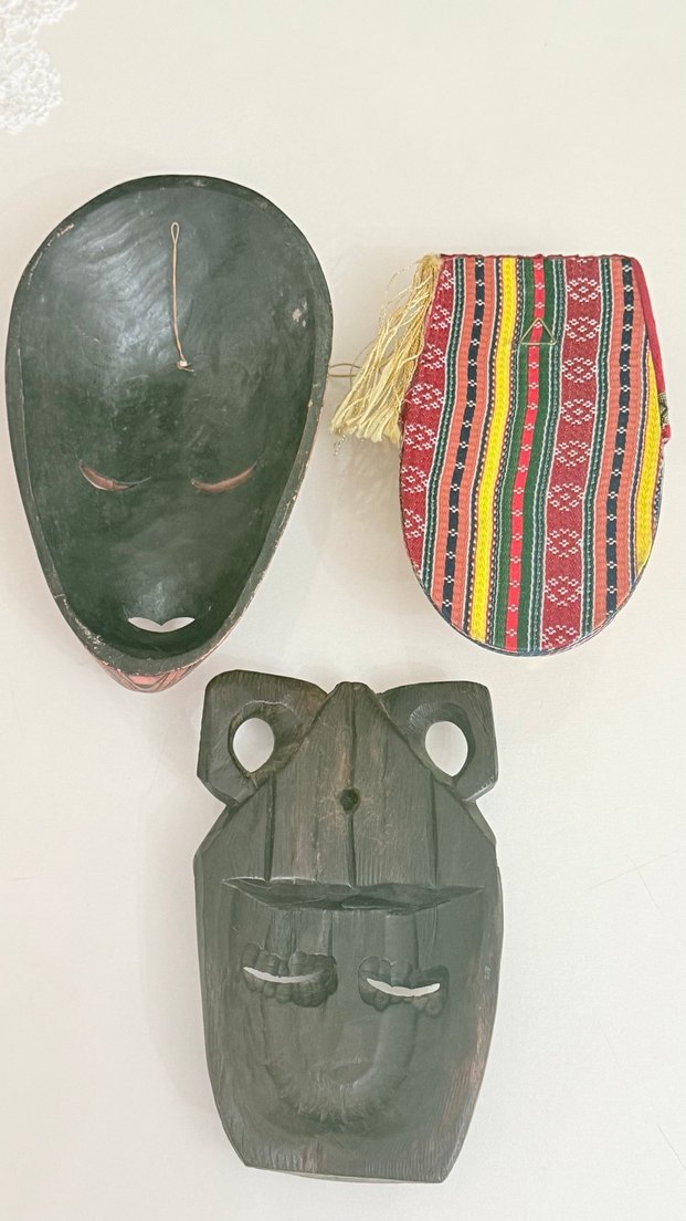 3 ADET DÖNEM ESKİ MASİF AĞAÇ MASKE - Görsel 2