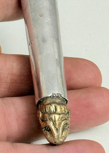 925 AYAR GÜMÜŞ ASLAN BAŞLI BRONZ OBJE - Görsel 8