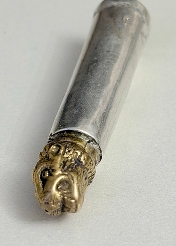 925 AYAR GÜMÜŞ ASLAN BAŞLI BRONZ OBJE - Görsel 2