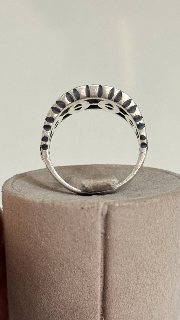 925 GÜMÜŞ KABARTMA İŞÇİLİKLİ YÜZÜK - Görsel 5