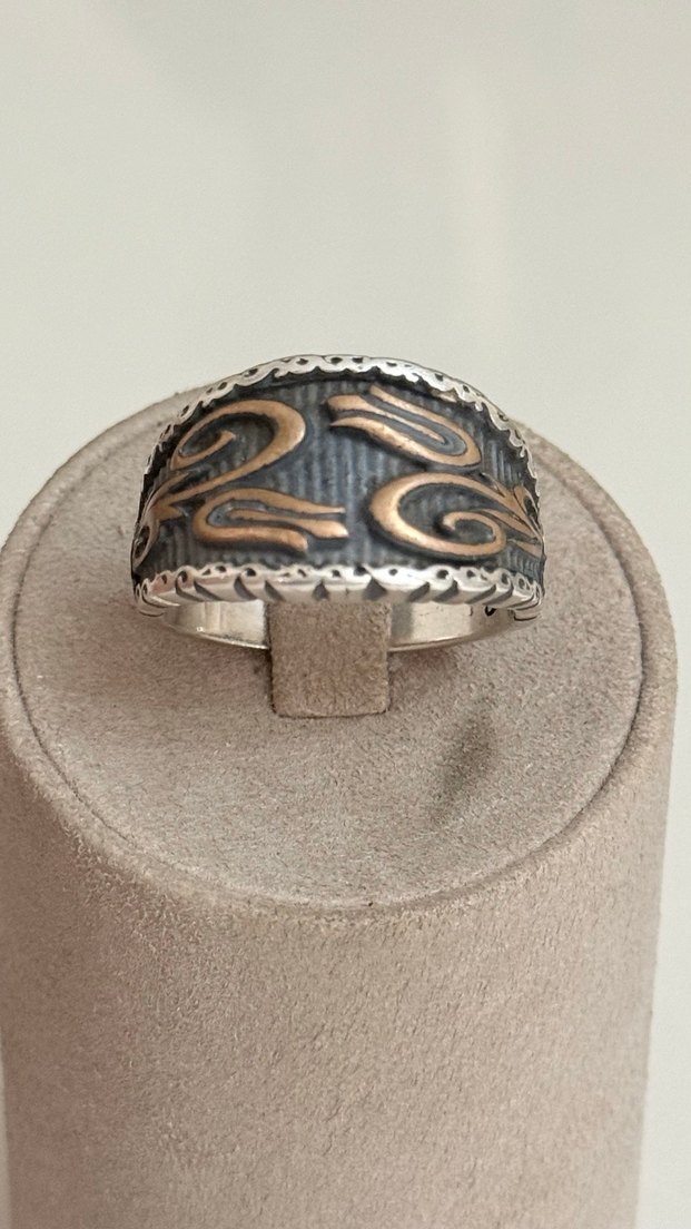 925 GÜMÜŞ KABARTMA İŞÇİLİKLİ YÜZÜK - Görsel 2