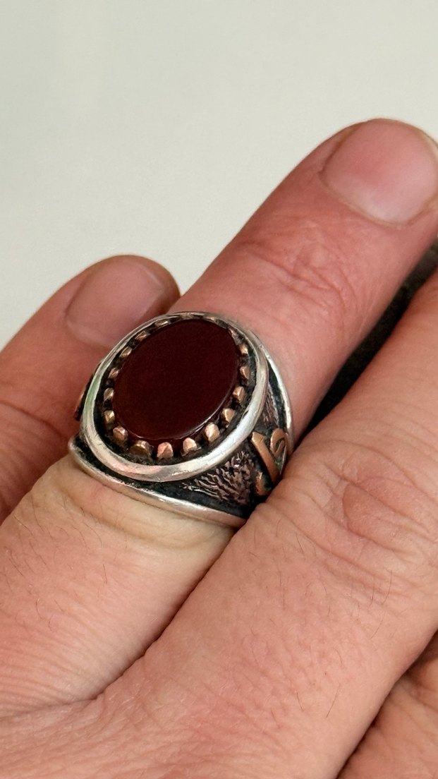 925 AYAR GÜMÜŞ DOĞAL AKİK TAŞLI - Görsel 2