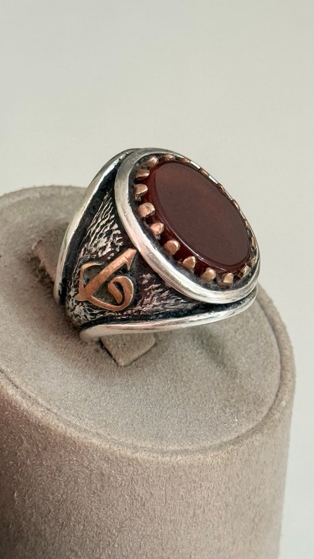 925 AYAR GÜMÜŞ DOĞAL AKİK TAŞLI - Görsel 3