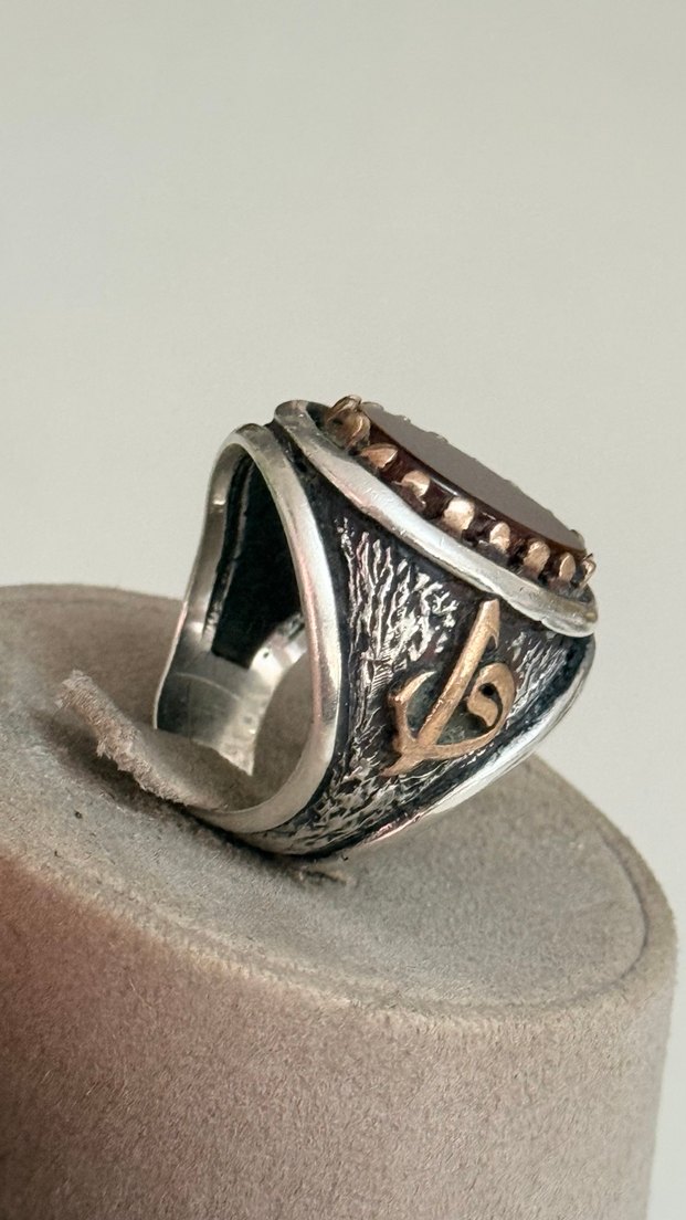 925 AYAR GÜMÜŞ DOĞAL AKİK TAŞLI - Görsel 5