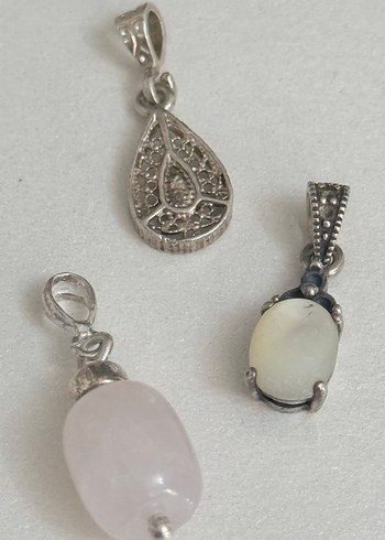 925 AYAR GÜMÜŞ 3 ADET KOLYE UCU BİRDEN - Görsel 2