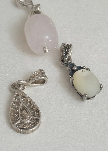 925 AYAR GÜMÜŞ 3 ADET KOLYE UCU BİRDEN - Görsel 3