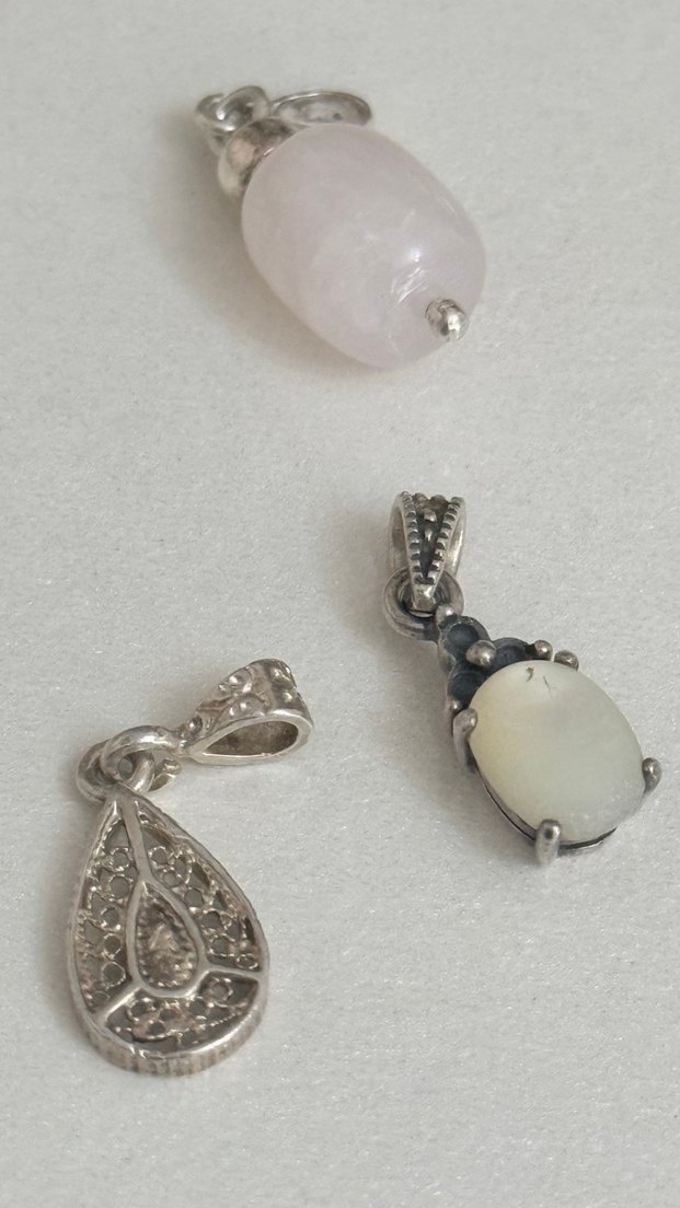 925 AYAR GÜMÜŞ 3 ADET KOLYE UCU BİRDEN - Görsel 4