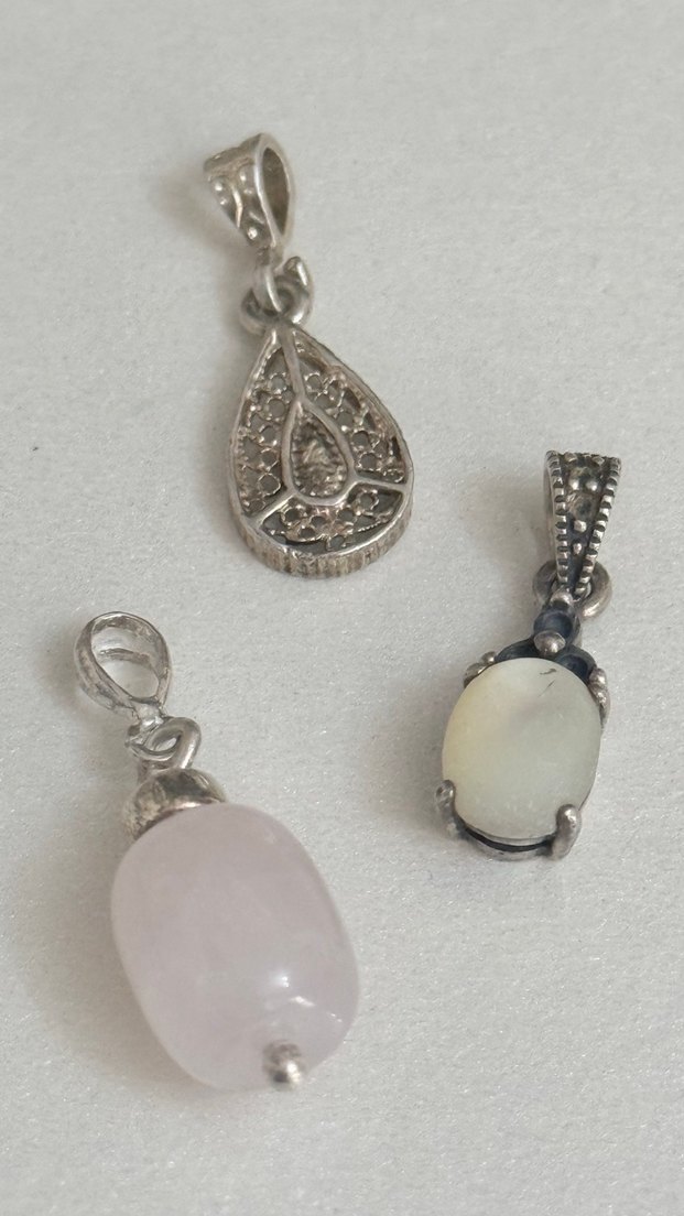 925 AYAR GÜMÜŞ 3 ADET KOLYE UCU BİRDEN - Görsel 2