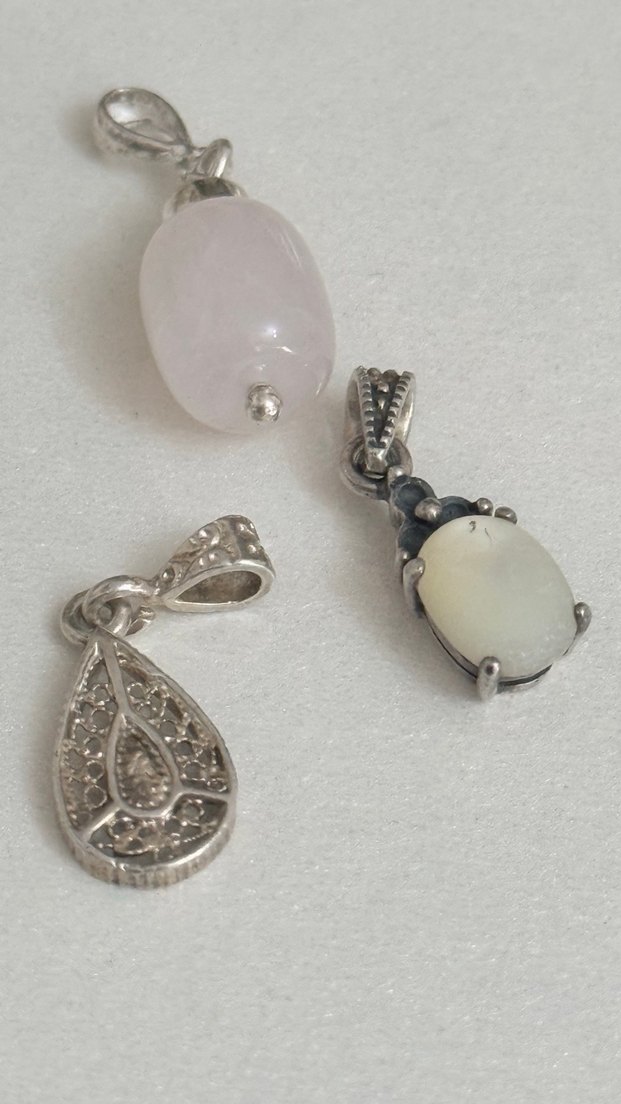 925 AYAR GÜMÜŞ 3 ADET KOLYE UCU BİRDEN - Görsel 3