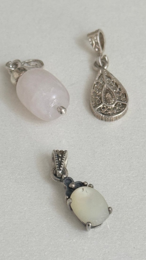 925 AYAR GÜMÜŞ 3 ADET KOLYE UCU BİRDEN - Görsel 5