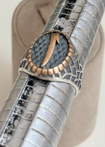 925 AYAR GÜMÜŞ VAV HARFLİ YÜZÜK - Görsel 6