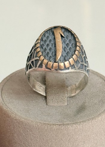 925 AYAR GÜMÜŞ VAV HARFLİ YÜZÜK - Görsel 4