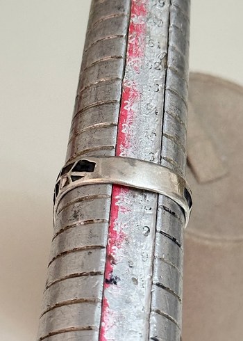 925 AYAR GÜMÜŞ VAV HARFLİ YÜZÜK - Görsel 7