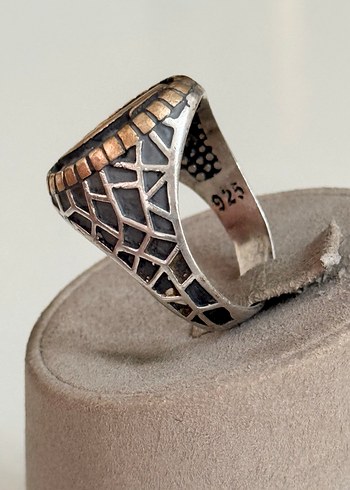 925 AYAR GÜMÜŞ VAV HARFLİ YÜZÜK - Görsel 3