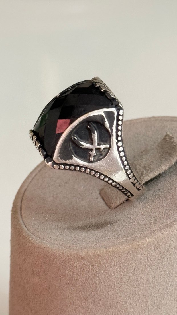 925 AYAR GÜMÜŞ SAFİR TAŞ YÜZÜK - Görsel 4