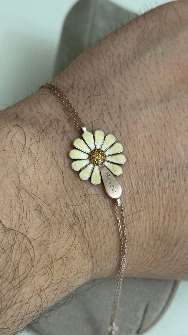 925 AYAR GÜMÜŞ BEYZA YAZILI BİLEKLİK - Görsel 5