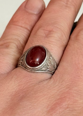 925 AYAR GÜMÜŞ AKİK TAŞLI YÜZÜK - Görsel 5