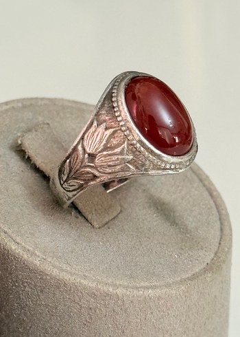 925 AYAR GÜMÜŞ AKİK TAŞLI YÜZÜK - Görsel 4