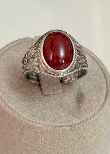 925 AYAR GÜMÜŞ AKİK TAŞLI YÜZÜK - Görsel 3