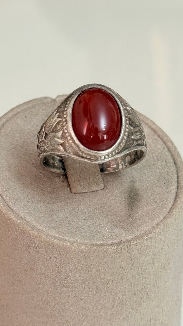 925 AYAR GÜMÜŞ AKİK TAŞLI YÜZÜK - Görsel 3