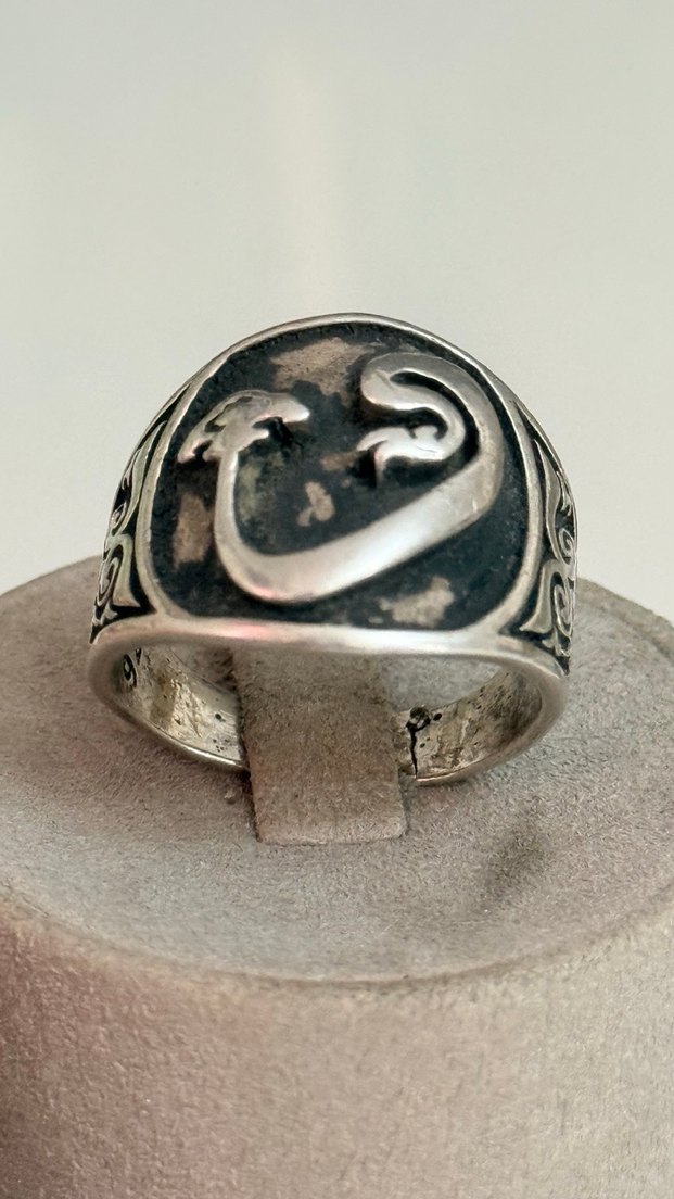 925 AYAR GÜMÜŞ VAV HARFİ KABARTMALI - Görsel 4