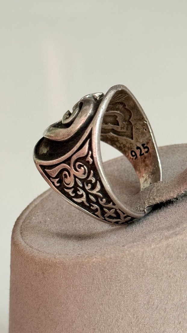 925 AYAR GÜMÜŞ VAV HARFİ KABARTMALI - Görsel 5