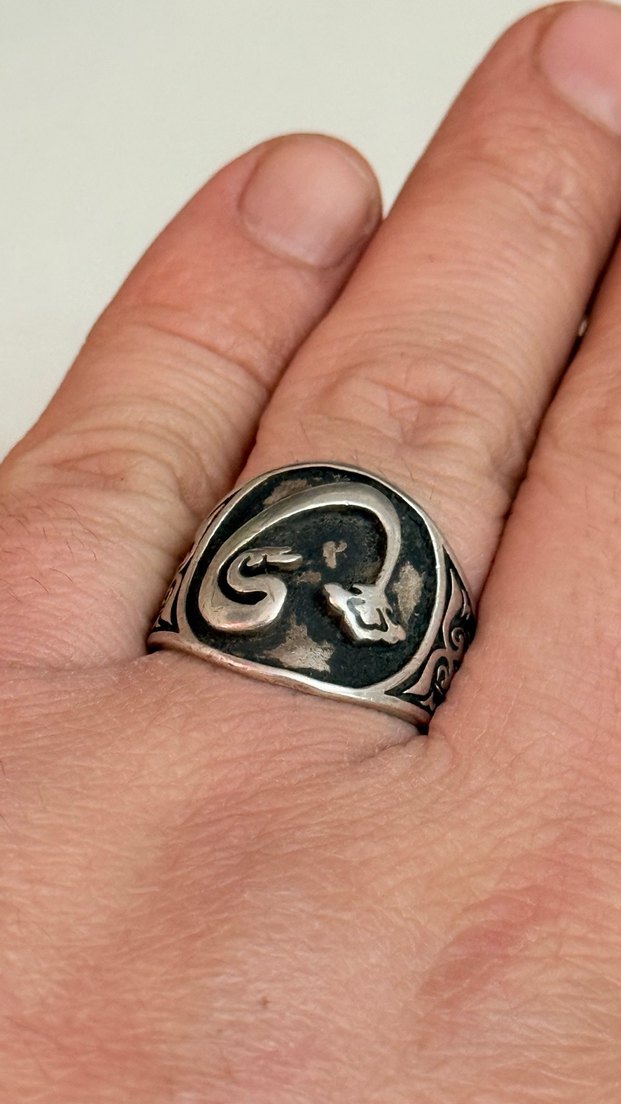 925 AYAR GÜMÜŞ VAV HARFİ KABARTMALI - Görsel 3