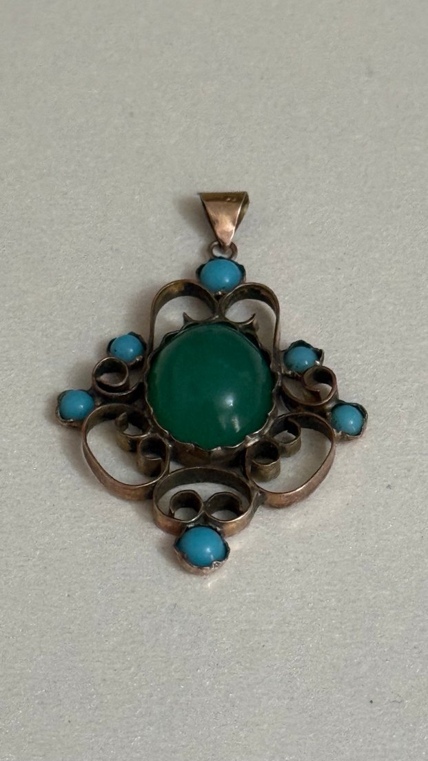 8 AYAR ALTIN YEŞİM FÜRÜZE TAŞ Lİ KOLYE - Görsel 2