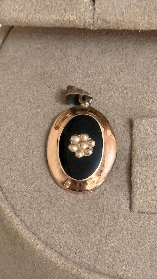 14 AYAR ALTIN SİYAH MİNE İŞLEMELİ KOLYE - Görsel 2