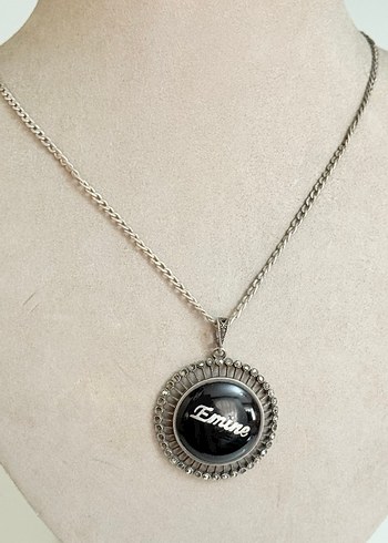 925 AYAR GÜMÜŞ EMİNE YAZILI KOLYE - Görsel 2