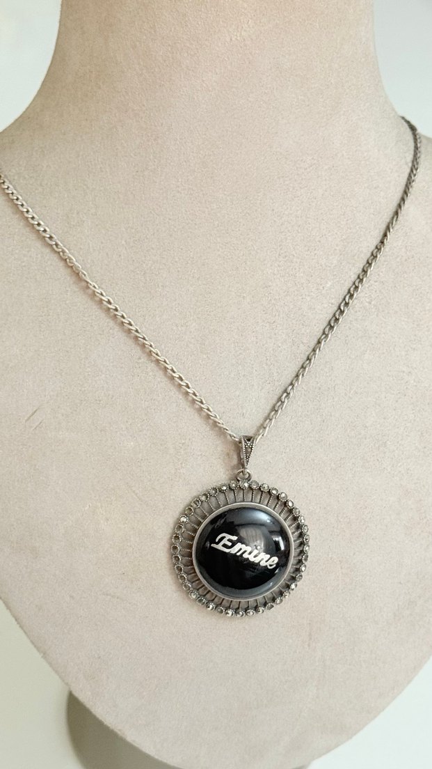 925 AYAR GÜMÜŞ EMİNE YAZILI KOLYE - Görsel 2