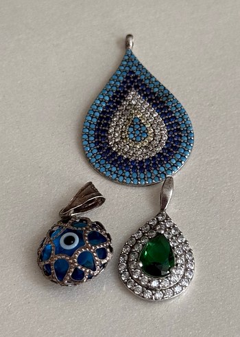 925 AYAR GÜMÜŞ 3 PARÇA KOLYE UCU - Görsel 2