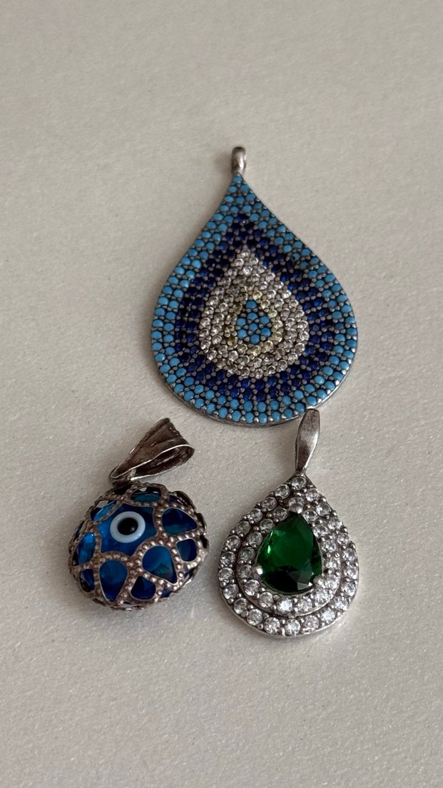 925 AYAR GÜMÜŞ 3 PARÇA KOLYE UCU - Görsel 2