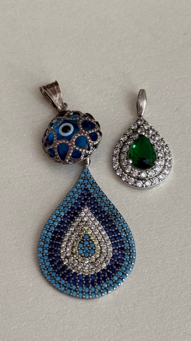 925 AYAR GÜMÜŞ 3 PARÇA KOLYE UCU - Görsel 3