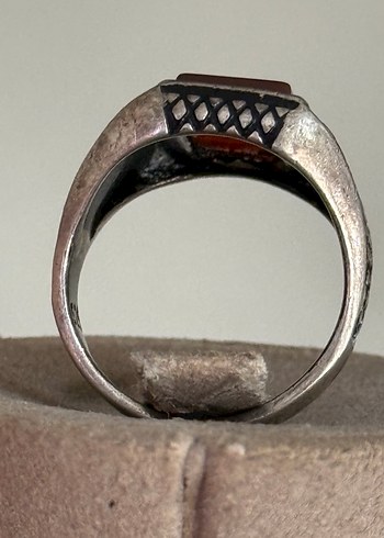 925 AYAR GÜMÜŞ ESKİ AKİK TAŞLI YÜZÜK - Görsel 6