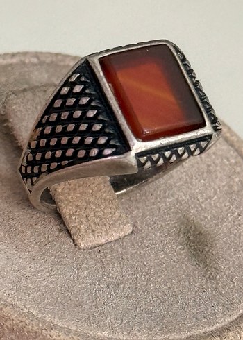 925 AYAR GÜMÜŞ ESKİ AKİK TAŞLI YÜZÜK - Görsel 4